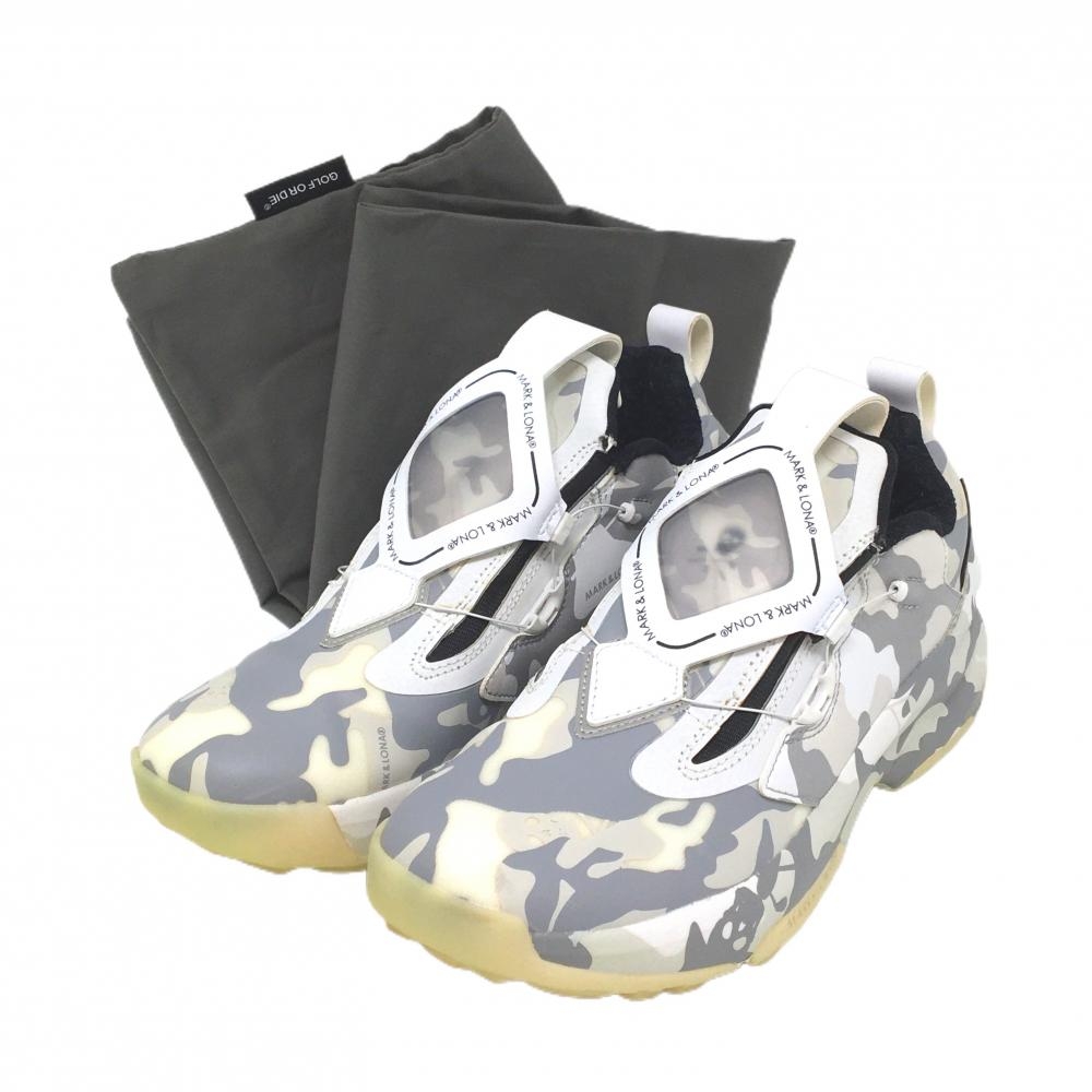 【美品】マークアンドロナ ゴルフシューズ 白×グレー系 Atrium Spikeless Shoes レディース 23.0 ゴルフウェア 2024年モデル MARK＆LONA