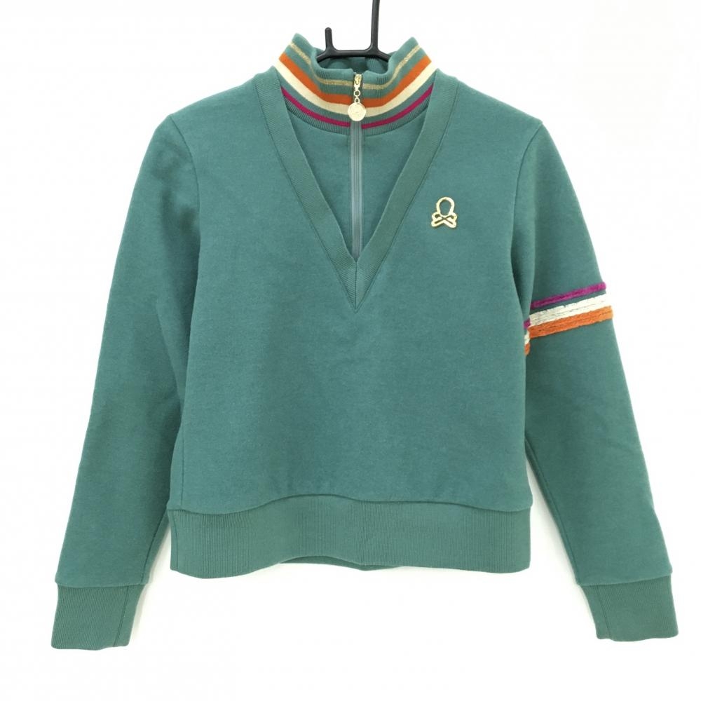 【超美品】マークアンドロナ ハイネックトレーナー 杢グリーン 裏地付  レディース 38(M) ゴルフウェア 2024年モデル MARK＆LONA