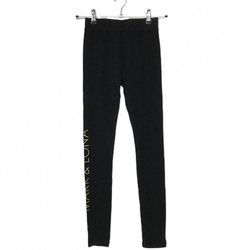 【超美品】マークアンドロナ レギンス 黒 表微起毛 ストレッチ 裾ロゴ  レディース 38(M) ゴルフウェア MARK＆LONA