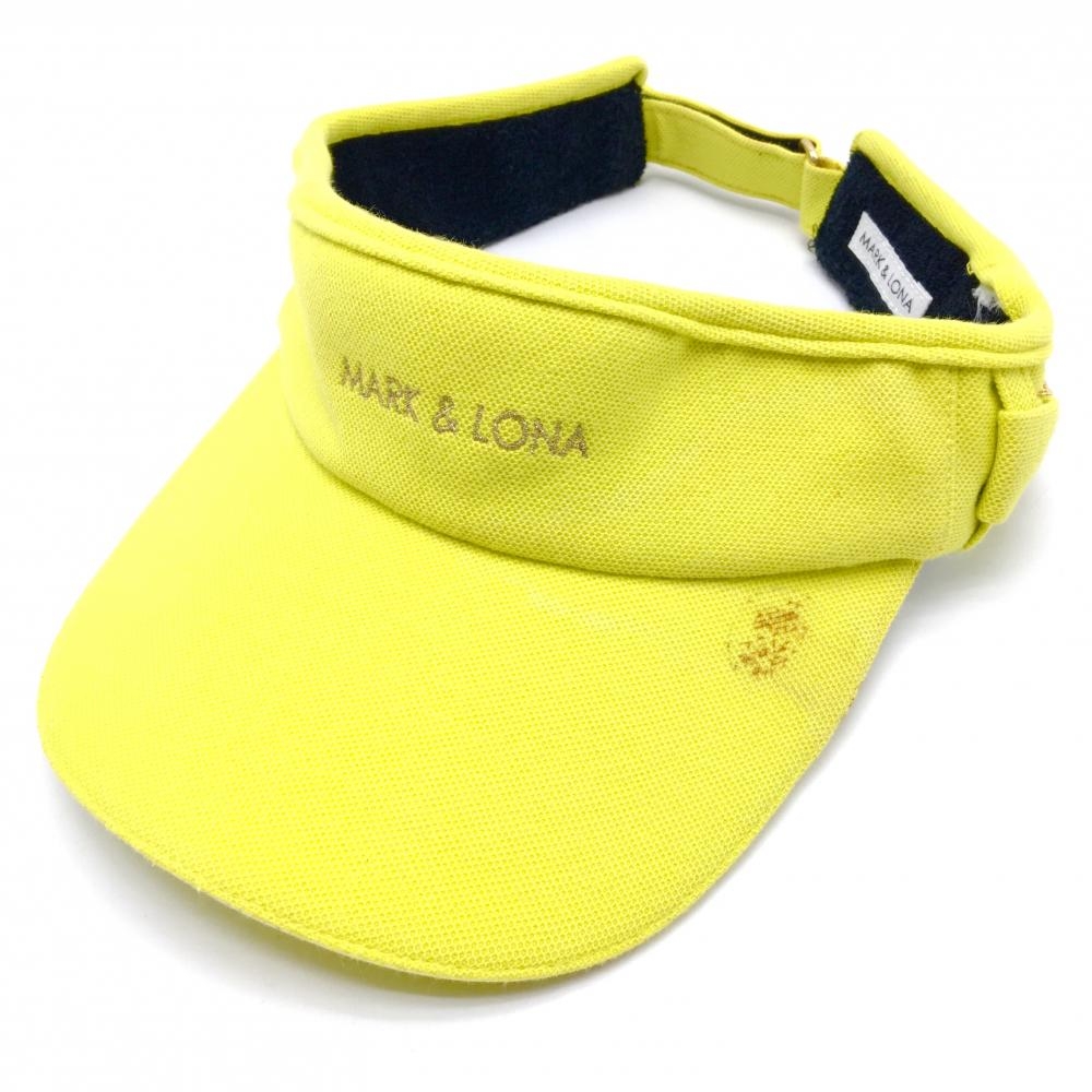 マークアンドロナ サンバイザー イエロー×ゴールド ロゴ リボン レディース  ゴルフウェア MARK＆LONA