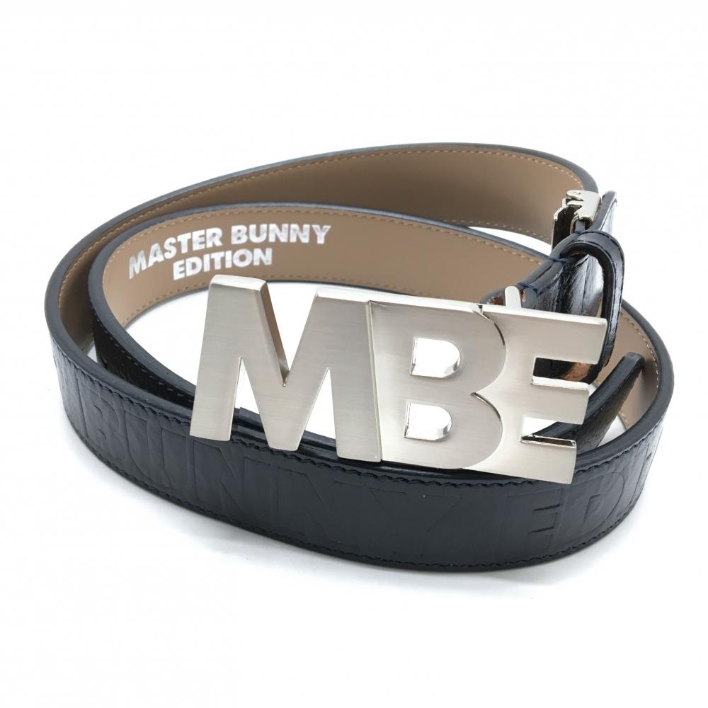 【超美品】マスターバニー トップ式ベルト 黒 シルバーバックル ロゴ型押し  レディース  ゴルフウェア MASTER BUNNY EDITION