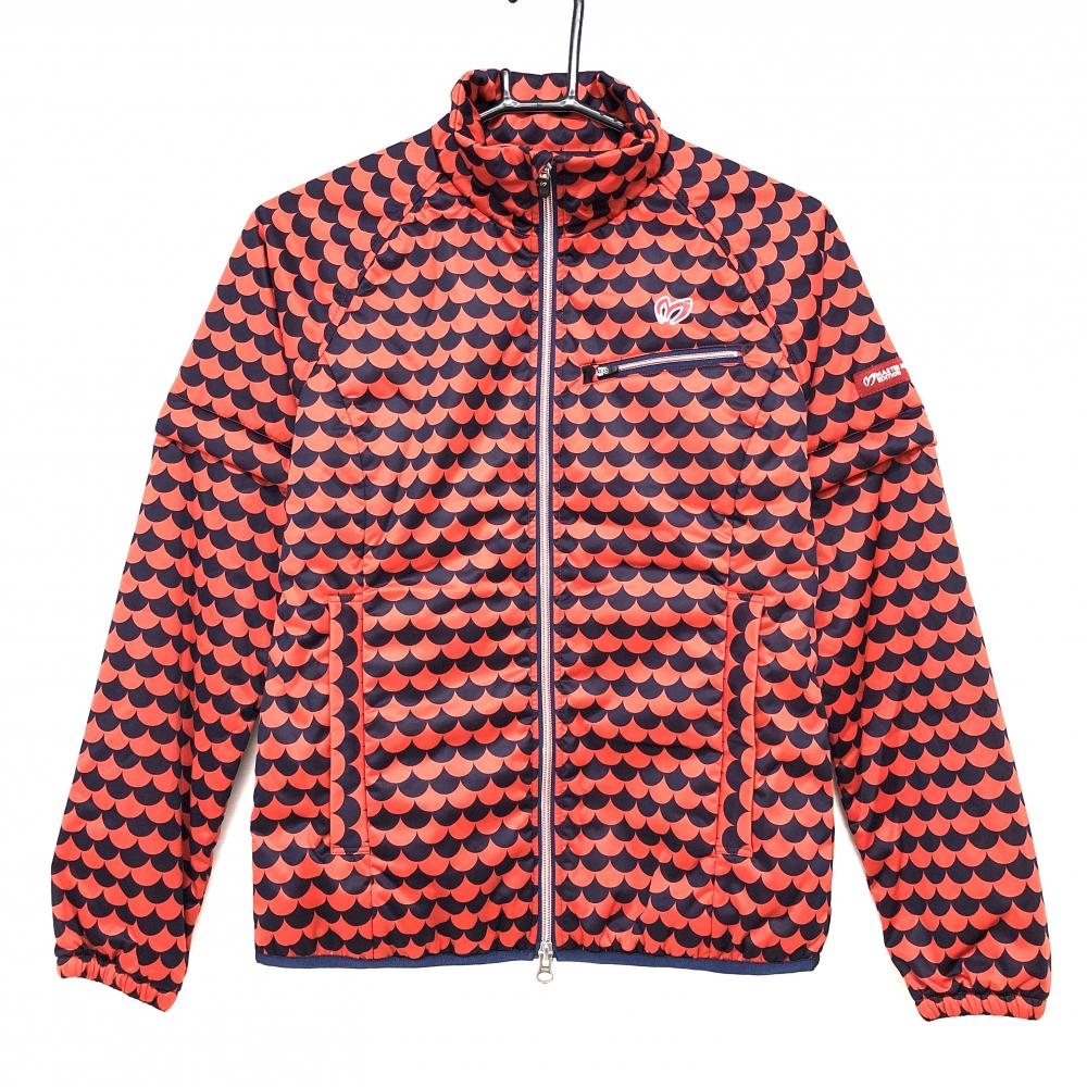 【超美品】マスターバニー 2WAY中綿ジャケット レッド×パープル 総柄  レディース 0(S) ゴルフウェア MASTER BUNNY EDITION