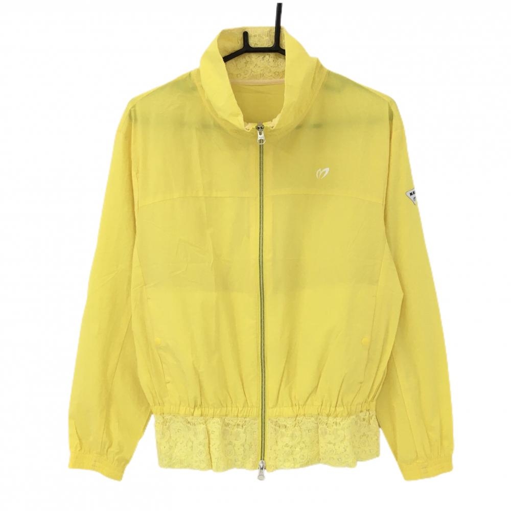 【超美品】マスターバニー ナイロンジャケット イエロー ネック裾レース  レディース 1 ゴルフウェア MASTER BUNNY EDITION