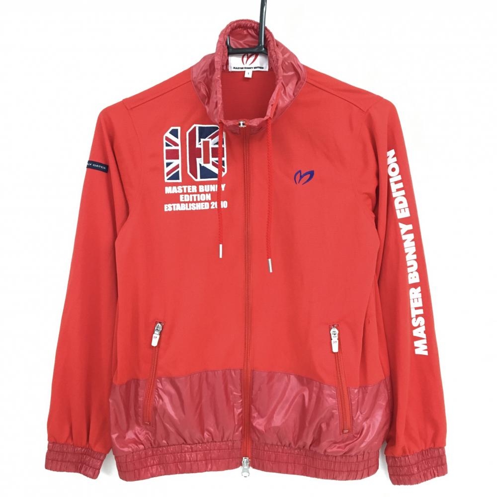 マスターバニー 異素材ジャケット レッド×白 薄手 一部ナイロン  レディース 1 ゴルフウェア MASTER BUNNY EDITION