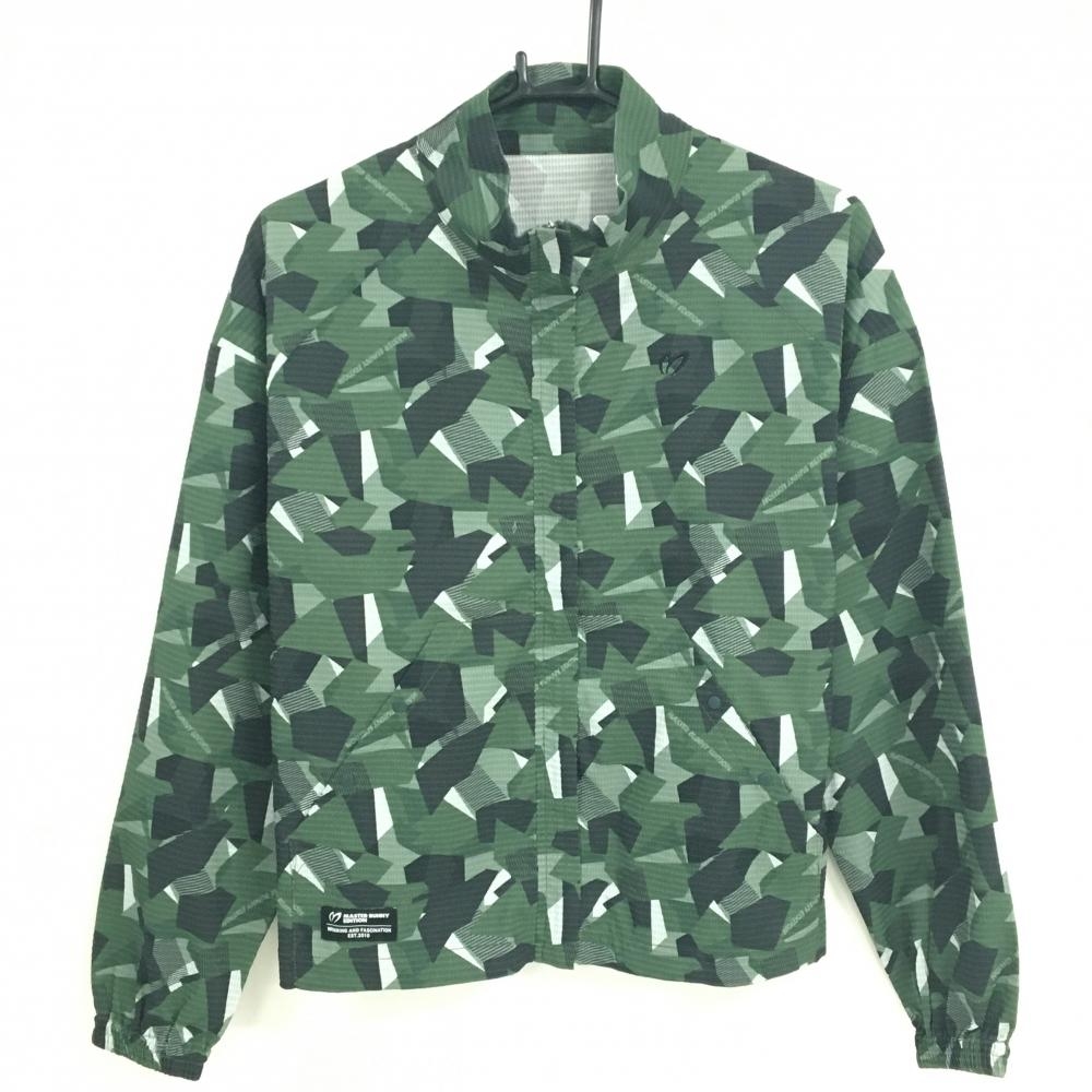 【美品】マスターバニー ジャケット カーキ×黒 カモフラ調 迷彩 メッシュ調 レディース 1(M) ゴルフウェア MASTER BUNNY EDITION