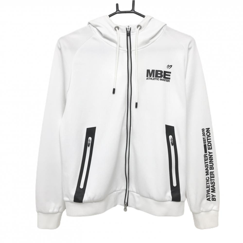 【美品】マスターバニー ジップパーカー 白×黒 胸ロゴ ダブルジップ レディース 1(M) ゴルフウェア MASTER BUNNY EDITION