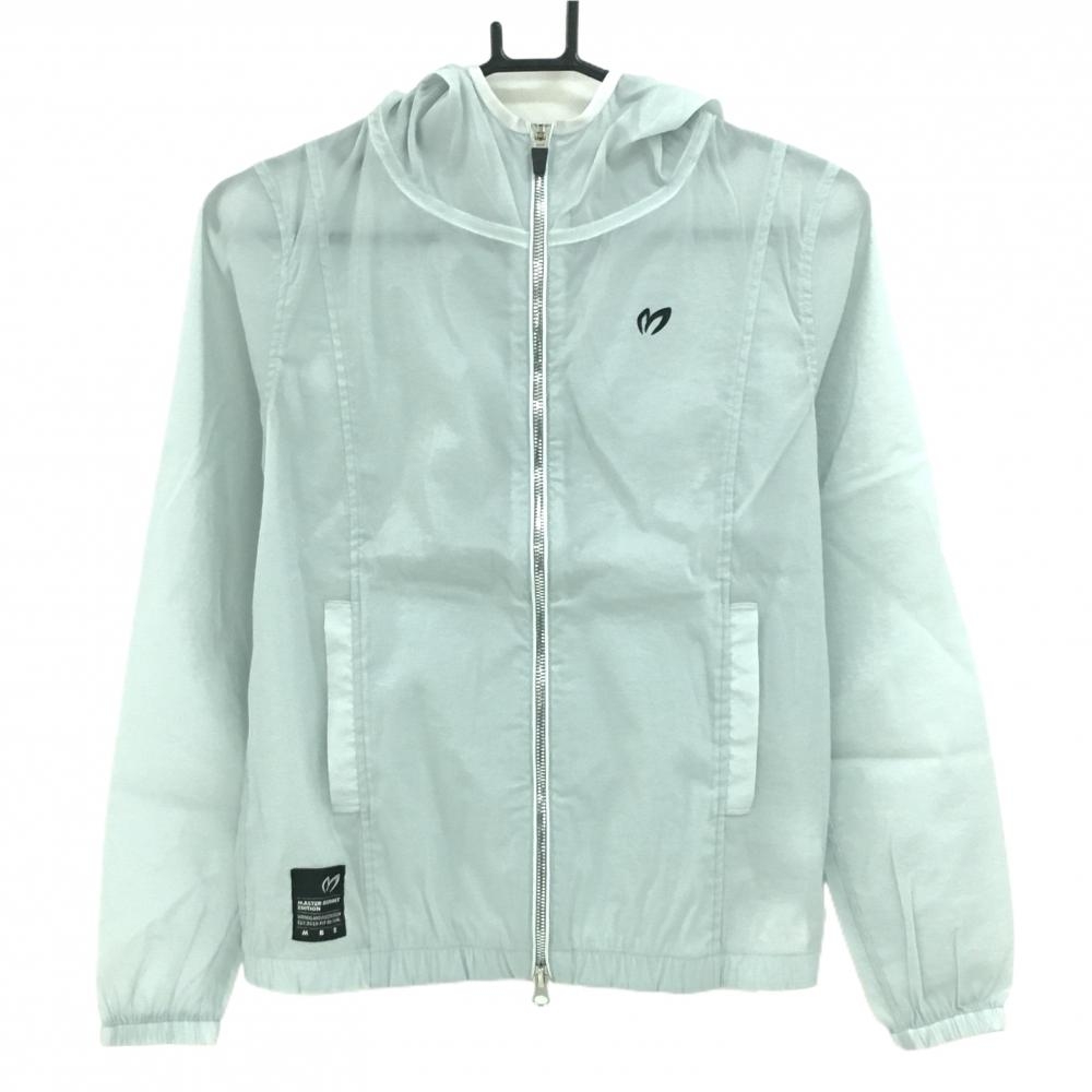 【美品】マスターバニー ジップパーカー ライトブルーグレー系 胸ロゴ 薄手  レディース 0(S) ゴルフウェア MASTER BUNNY EDITION