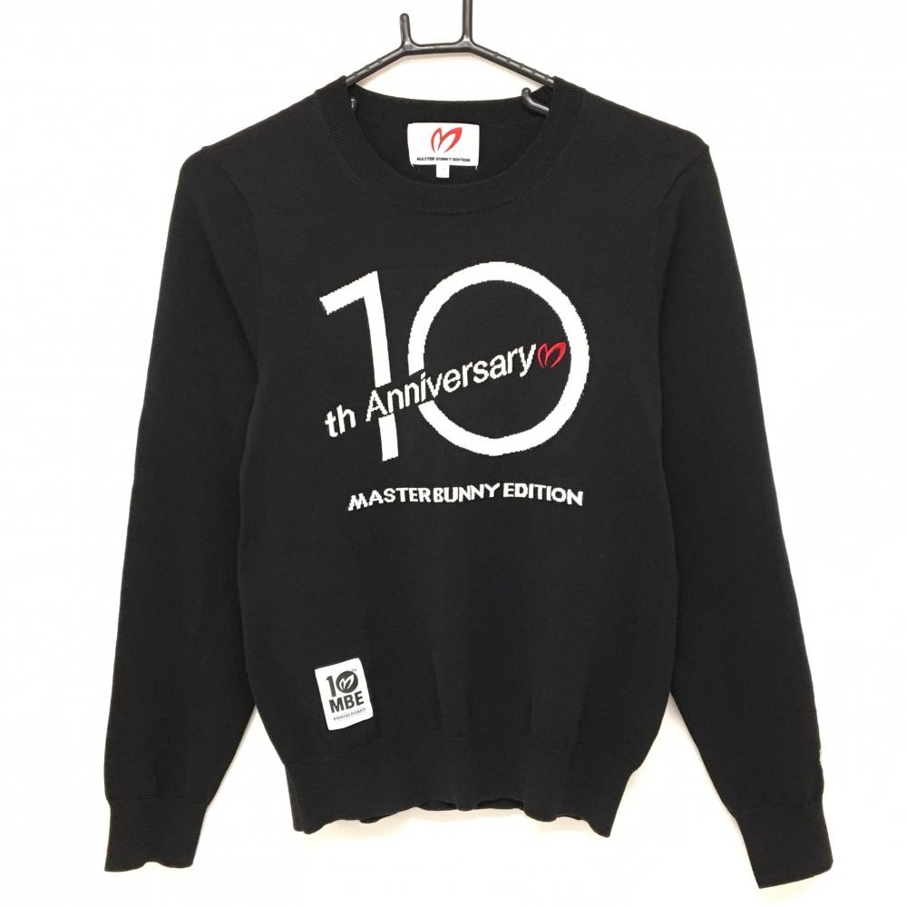 【超美品】マスターバニー セーター 黒×白 10周年 ニット レディース 1(M) ゴルフウェア MASTER BUNNY EDITION