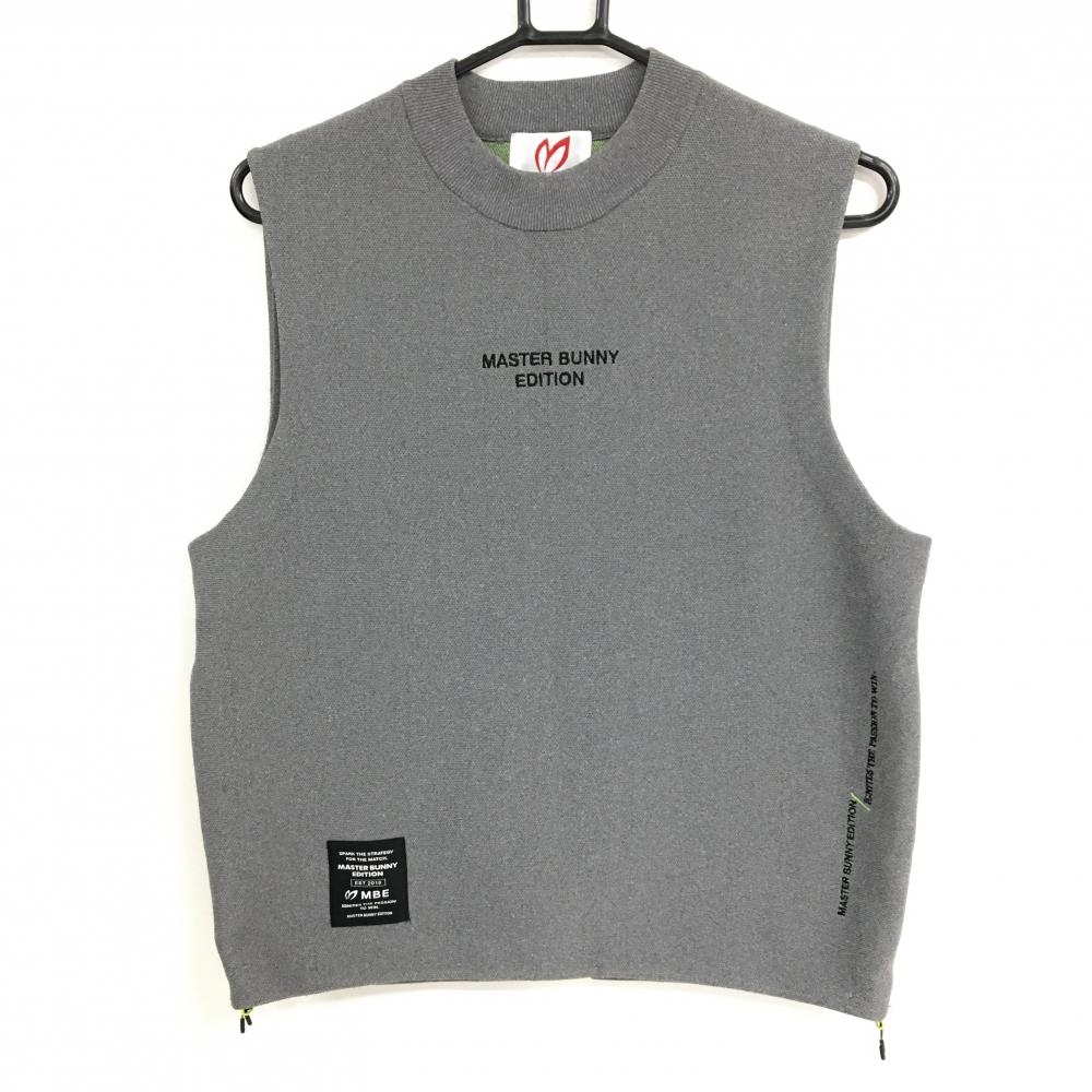 【超美品】マスターバニー ニットベスト 杢グレー 背面ロゴライン  レディース 1(M) ゴルフウェア 2024年モデル MASTER BUNNY EDITION
