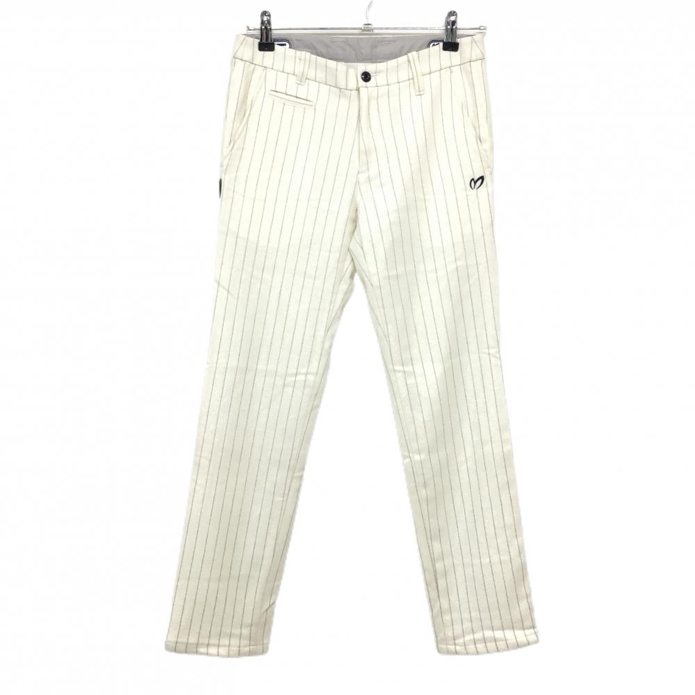 マスターバニー パンツ 白×グレー ストライプ ウール混  レディース 0(S) ゴルフウェア MASTER BUNNY EDITION