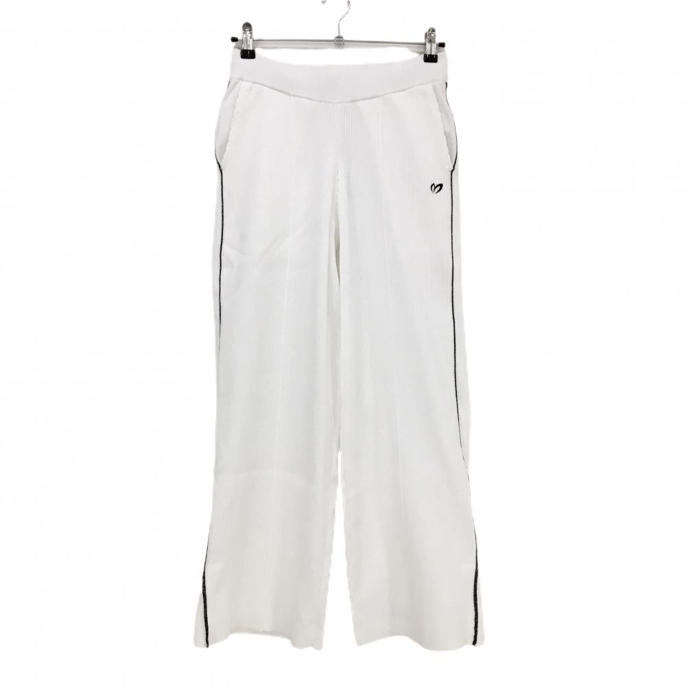 【新品】マスターバニー ニットパンツ 白 サイドライン黒ラメ  レディース 1(M) ゴルフウェア 2025年モデル MASTER BUNNY EDITION