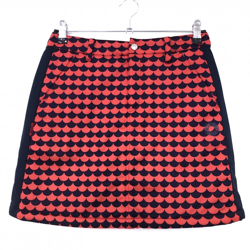 【超美品】マスターバニー 中綿スカート レッド×ネイビー 総柄 蓄熱裏地 レディース 0(S) ゴルフウェア MASTER BUNNY EDITION