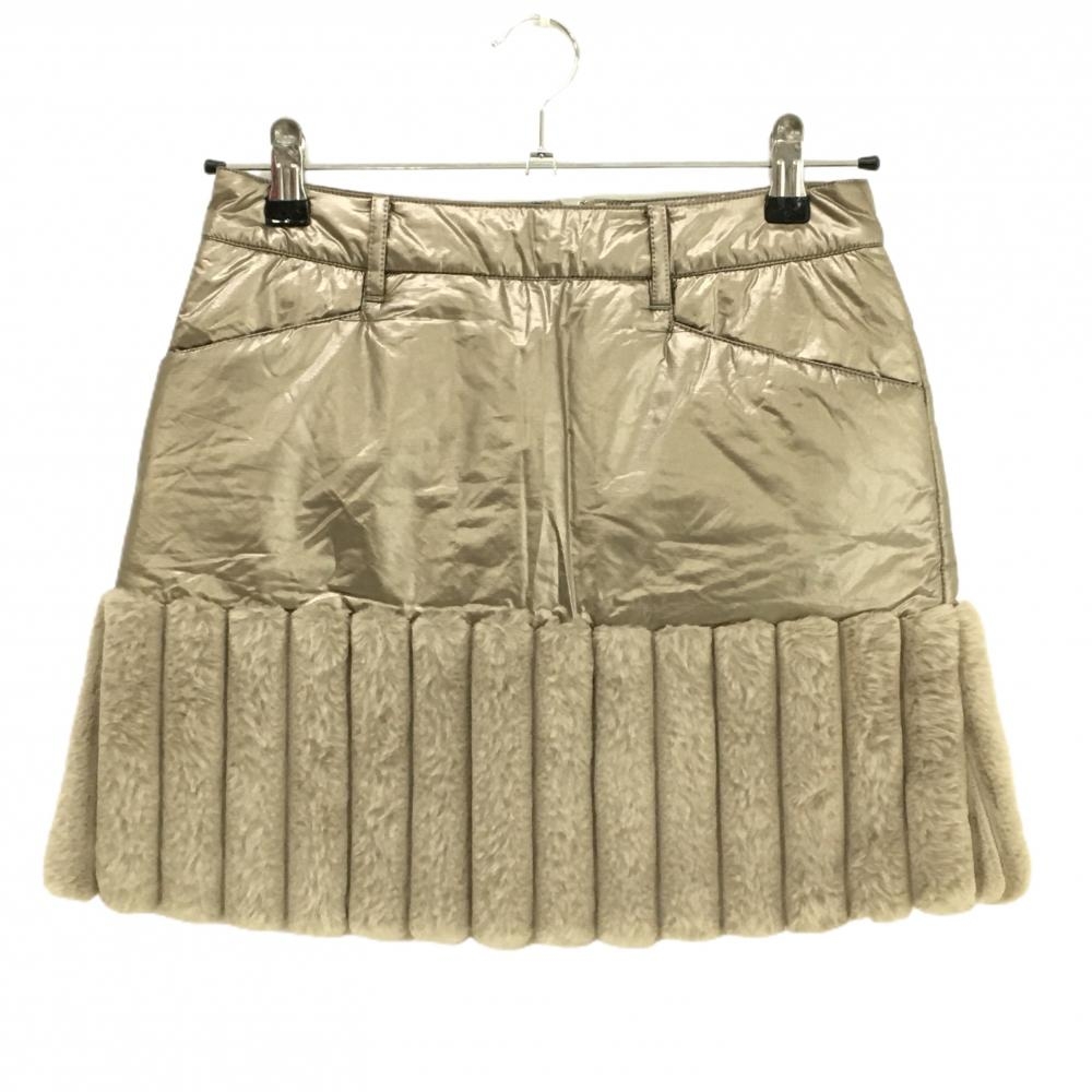 【美品】マスターバニー 中綿スカート メタリックゴールド調 裾ファー  レディース 0(S) ゴルフウェア 2023年モデル MASTER BUNNY EDITION