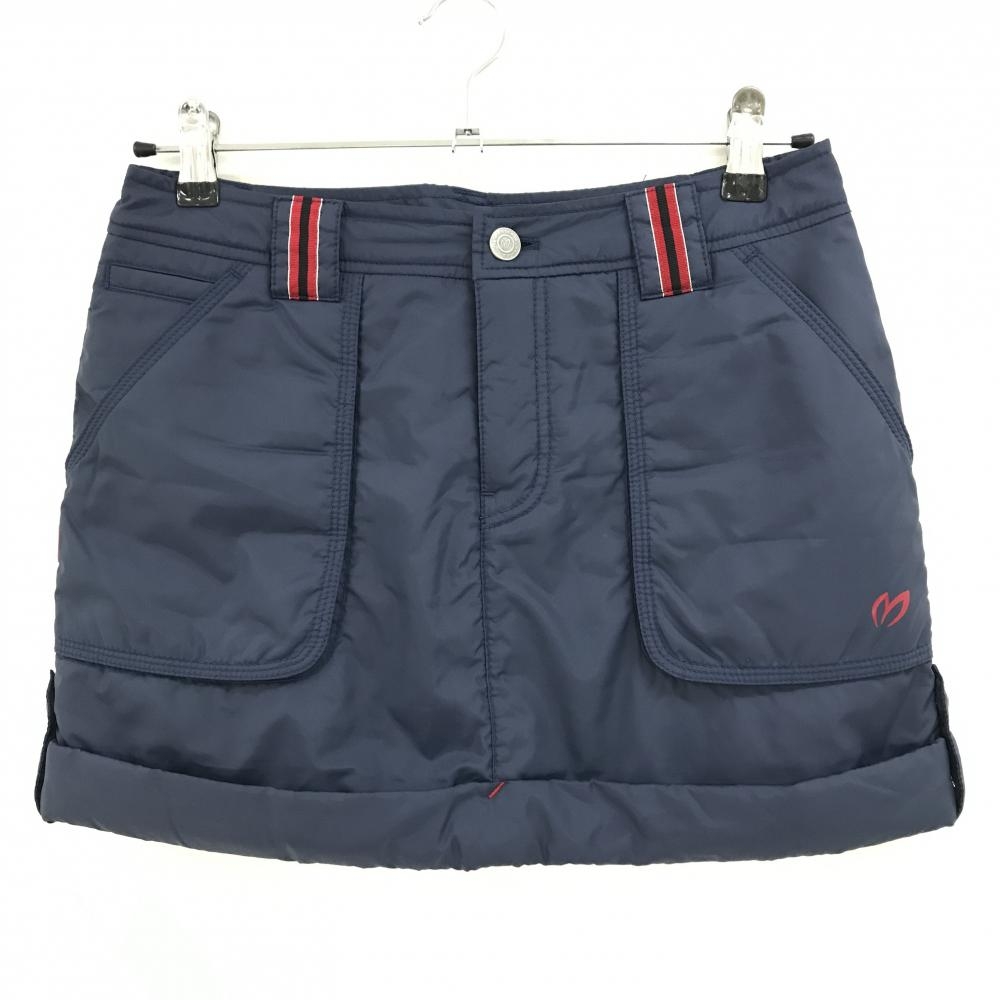 【美品】マスターバニー 中綿スカート パープルネイビー系×レッド ロゴプリント レディース 0(S) ゴルフウェア MASTER BUNNY EDITION
