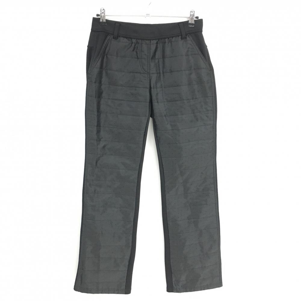 マリクレールスポール 中綿パンツ 黒 前面ドット柄 切替 前面中綿 ウエストゴム  レディース LL ゴルフウェア marie claire