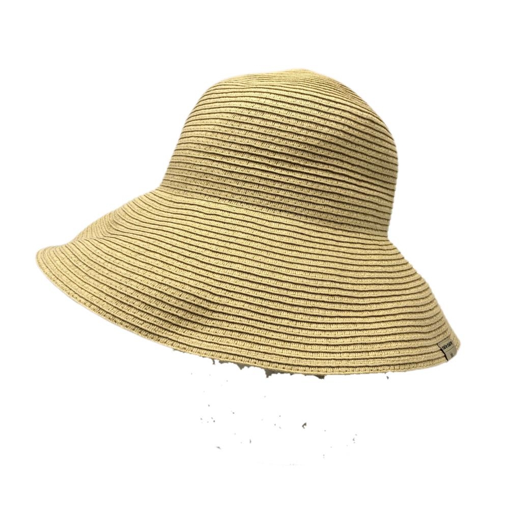 【美品】マリクレール 麦わら帽子 ベージュ×ブラウン リボン bis レディース 57.5cm ゴルフウェア marie claire 画像