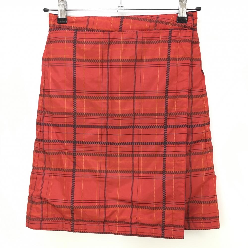 【超美品】マリクレール 中綿リバーシブルスカート レッド×ネイビー チェック 裏ネイビー 2WAY レディース  ゴルフウェア marie claire