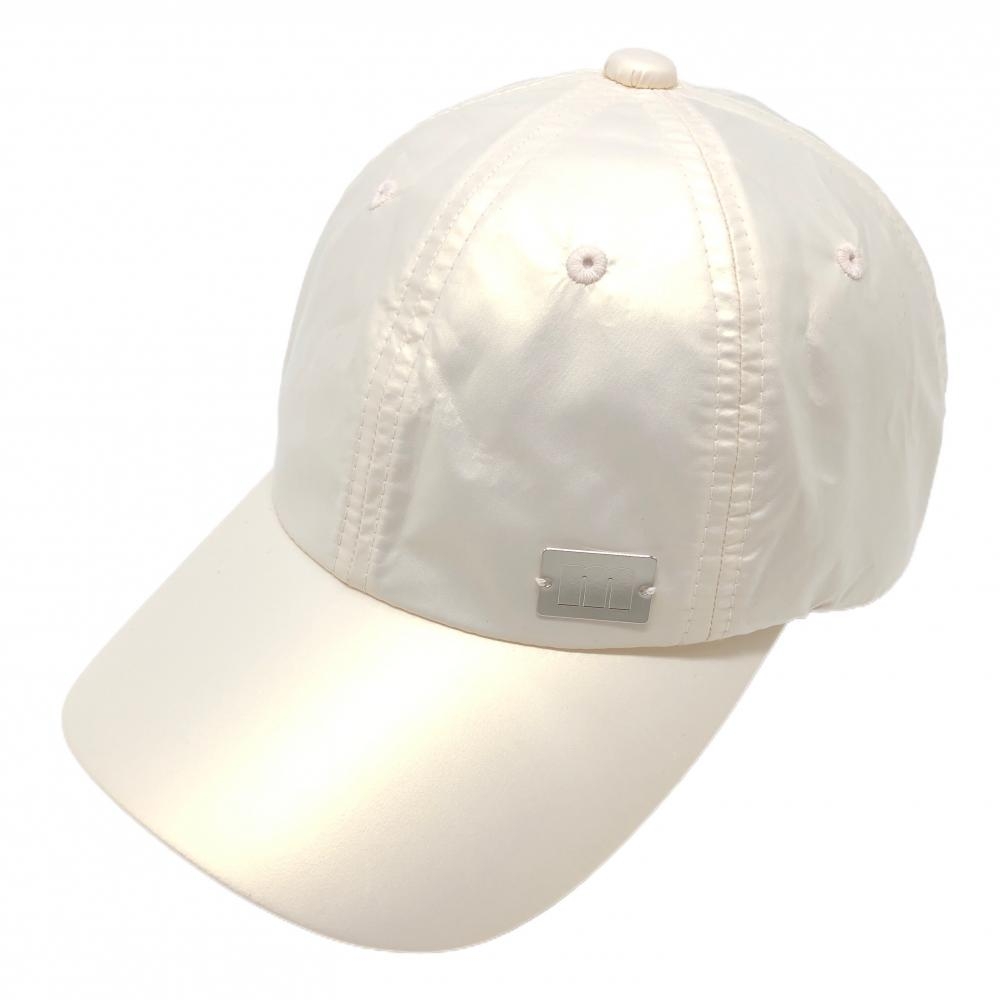 【新品】マンシングウェア キャップ 白系 光沢 リボン レディース F(55-59㎝) ゴルフウェア Munsingwear