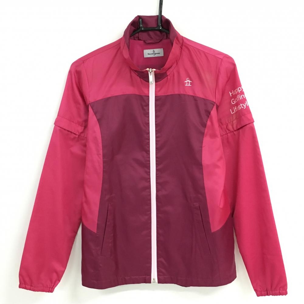 マンシングウェア 2WAYブルゾン ピンク×パープル 袖着脱可 裏地付き  レディース M ゴルフウェア Munsingwear