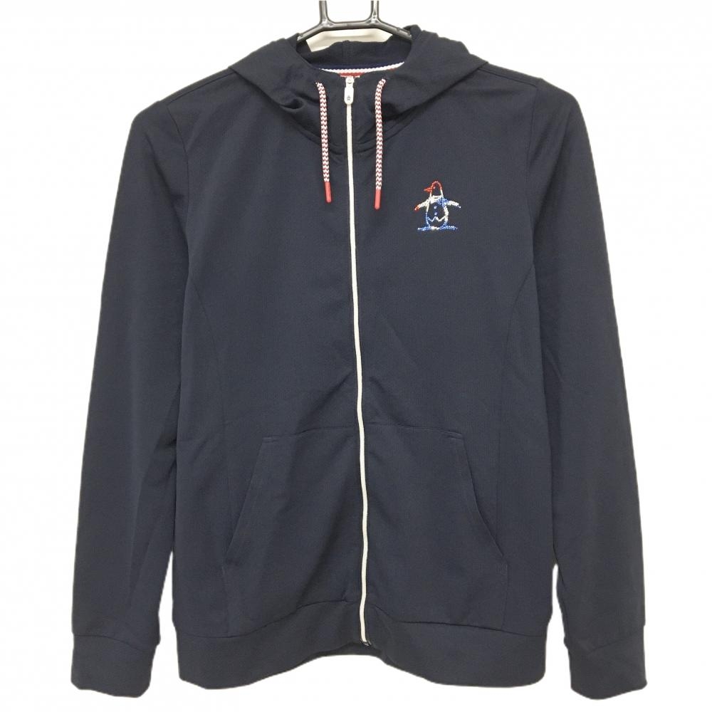 マンシングウェア ジップパーカー 織生地 ラインストーンロゴ レディース M ゴルフウェア Munsingwear
