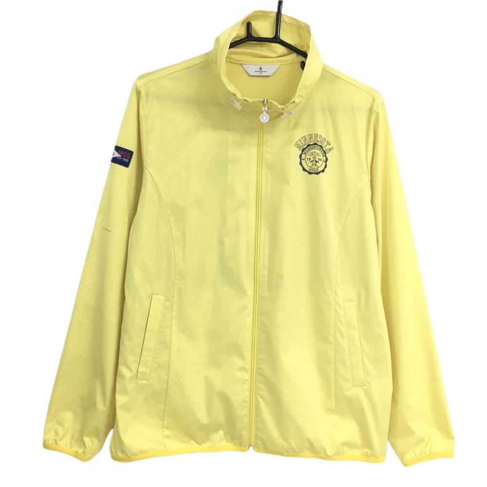 マンシングウェア ジャケットブルゾン イエロー 胸元プリント ドローコード  レディース LL ゴルフウェア Munsingwear