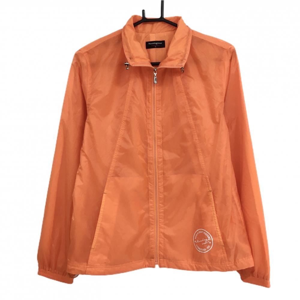 マンシングウェア ナイロンジャケット オレンジ 内側メッシュ ドローコード  レディース L ゴルフウェア Munsingwear