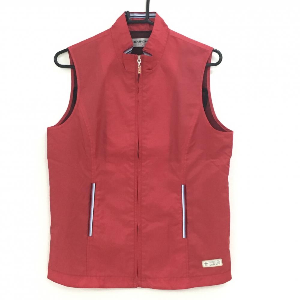 【美品】マンシングウェア アウターベスト レッド 裏地メッシュ 薄手  レディース M ゴルフウェア Munsingwear