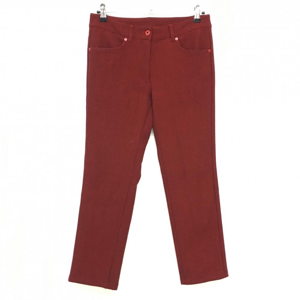 マンシングウェア パンツ レッド×黒 細ダイヤ柄風 ウール混 裏地付 レディース 11 ゴルフウェア Munsingwear