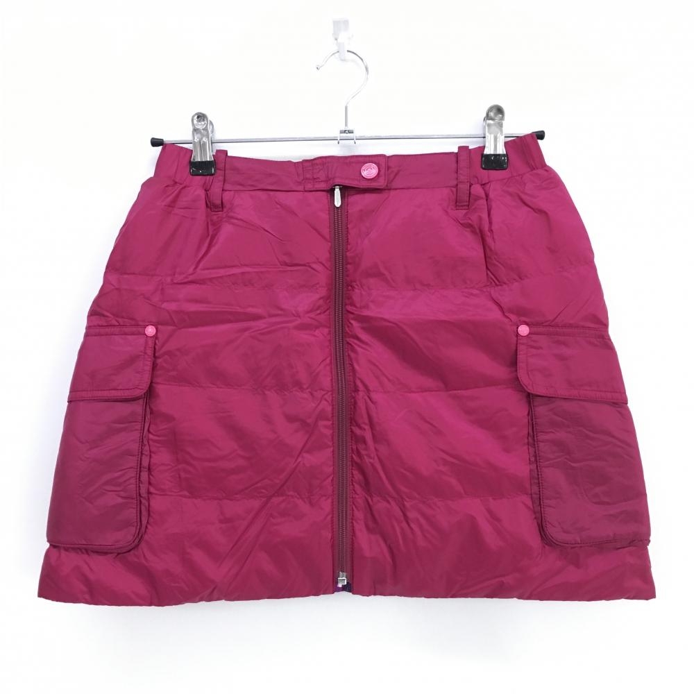 【美品】マンシングウェア リバーシブルダウンスカート ボルドー×パープル 総柄 フロントジップ レディース M ゴルフウェア Munsingwear