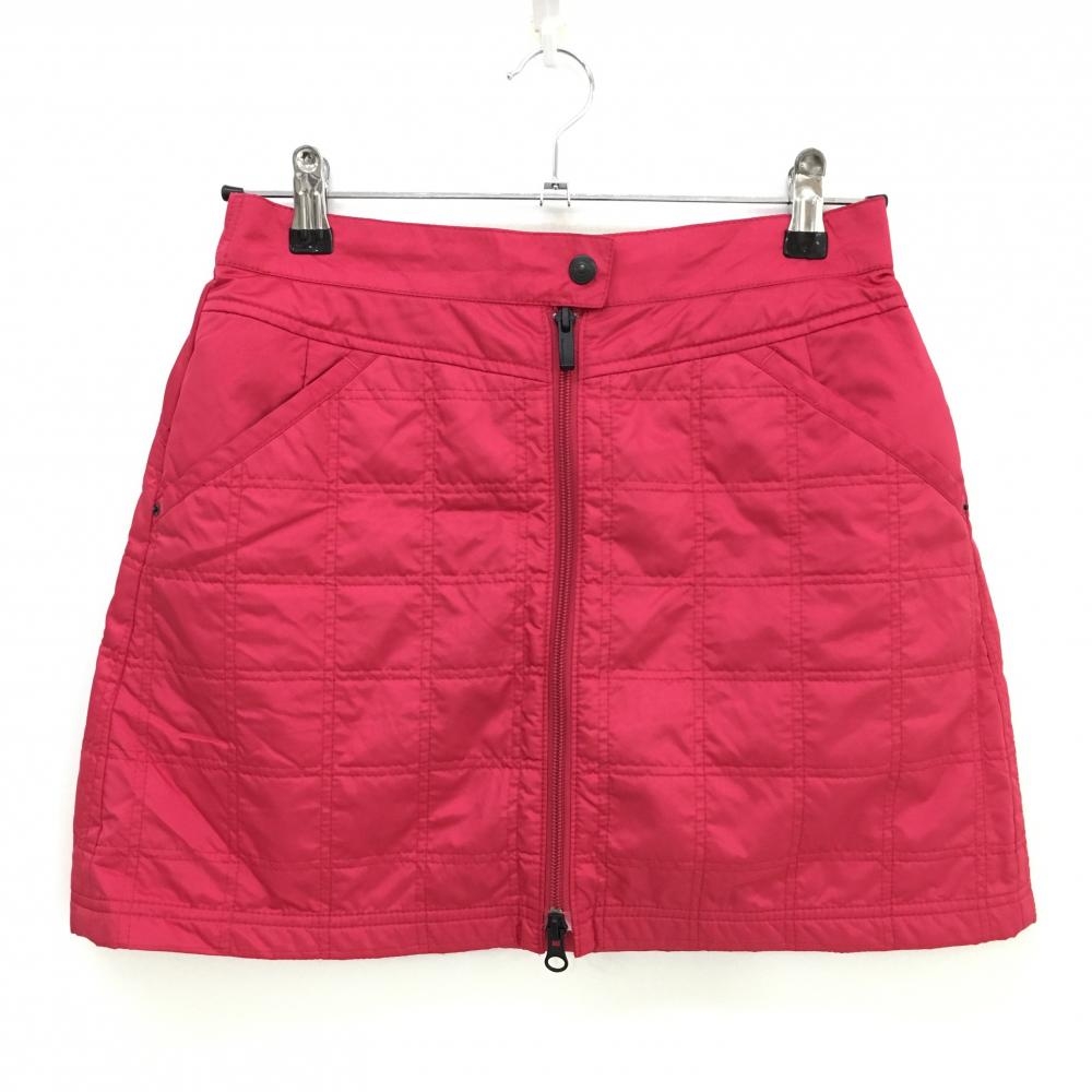 【超美品】マンシングウェア 中綿スカート ピンクレッド キルティング風 フロントジップ レディース M ゴルフウェア Munsingwear
