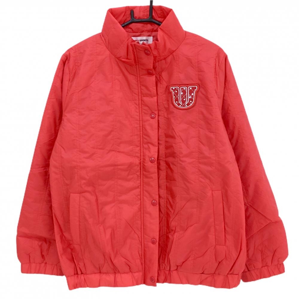 【新品】MUスポーツ 中綿ジャケット レッド 薄手 ワッペン  レディース 42(L) ゴルフウェア M・U SPORTS