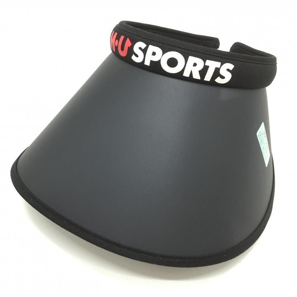 【新品】MUスポーツ つば広サンバイザー 黒 スライド式 汗取りパッド付き UVケア レディース F ゴルフウェア M・U SPORTS