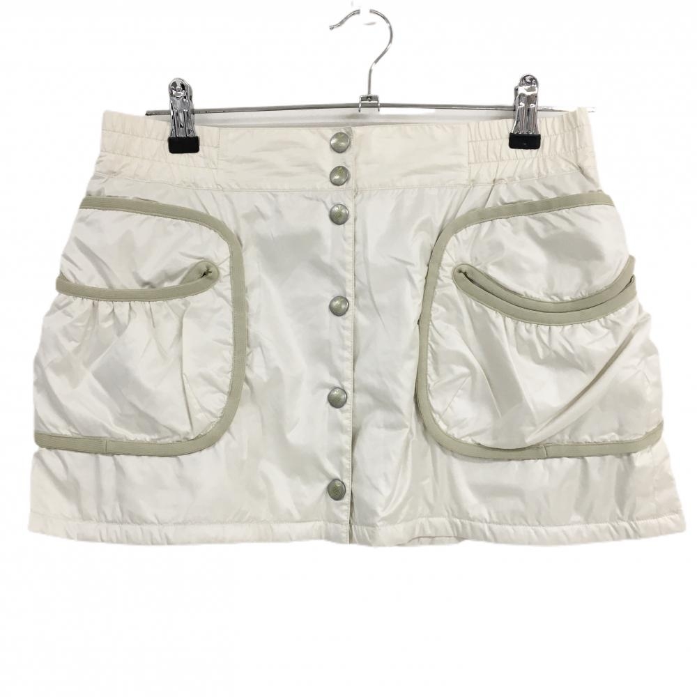 【美品】MUスポーツ 中綿スカート アイボリー 前ボタン レディース 40(M) ゴルフウェア M・U SPORTS