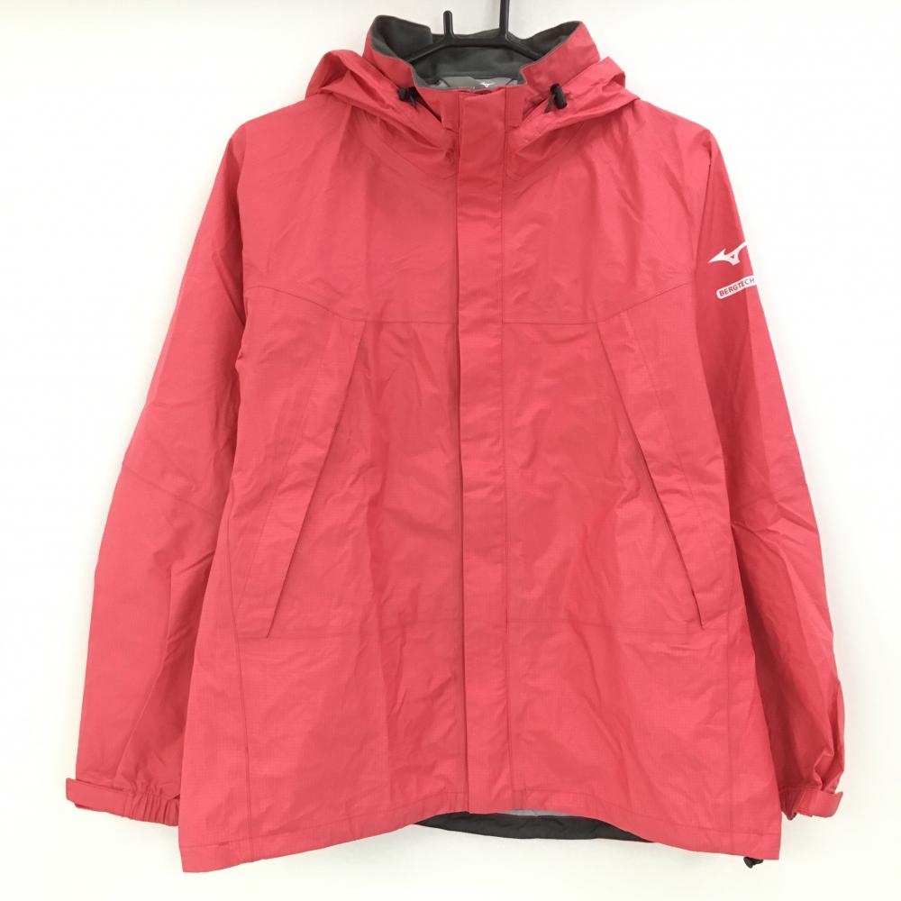 ミズノ ナイロンジップパーカー レッド 裾ドローコード レディース L ゴルフウェア MIZUNO