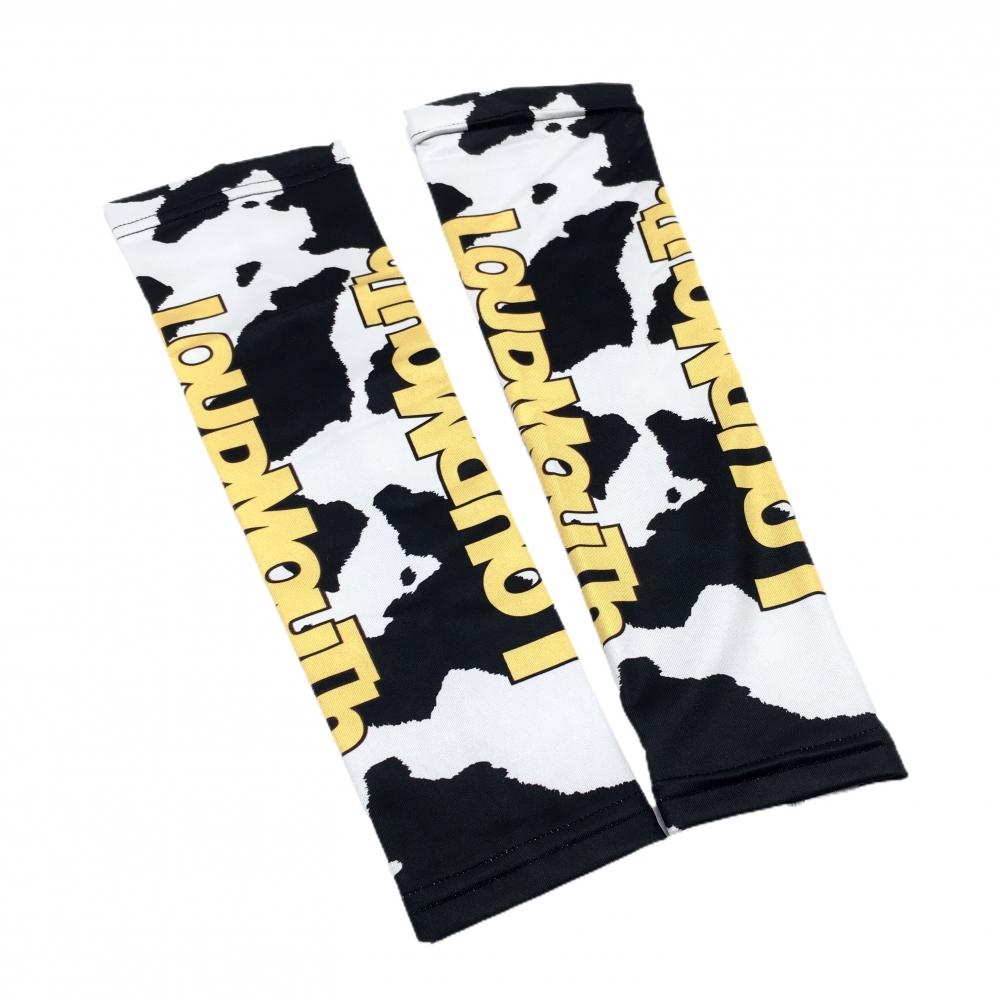 【新品】ラウドマウス アームカバー アームカバー 黒×白×イエロー 総柄 ロゴ レディース  ゴルフウェア LOUDMOUTH