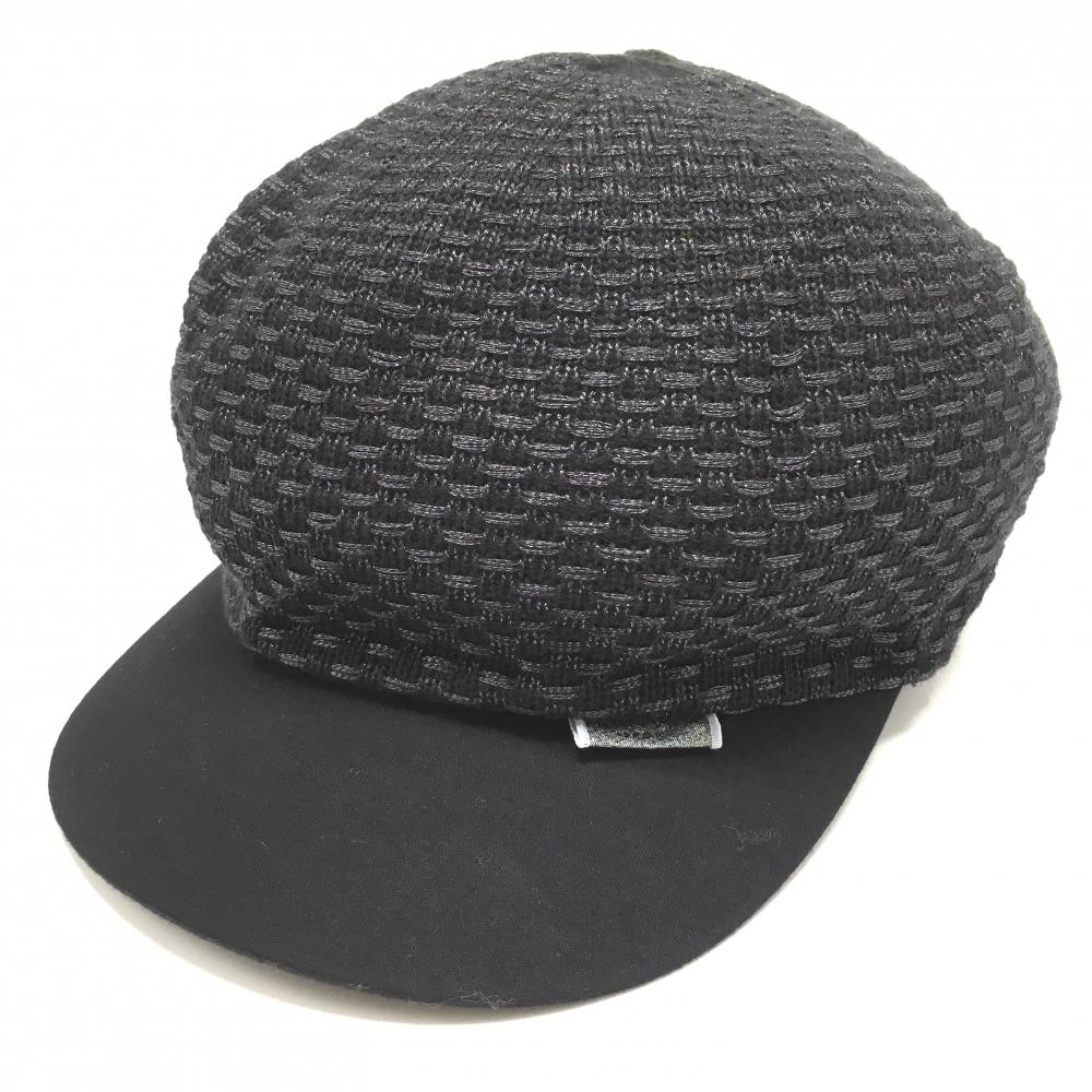 【超美品】ランバンスポール ニットキャスケット帽 黒 ラメ糸混  レディース  ゴルフウェア LANVIN SPORT