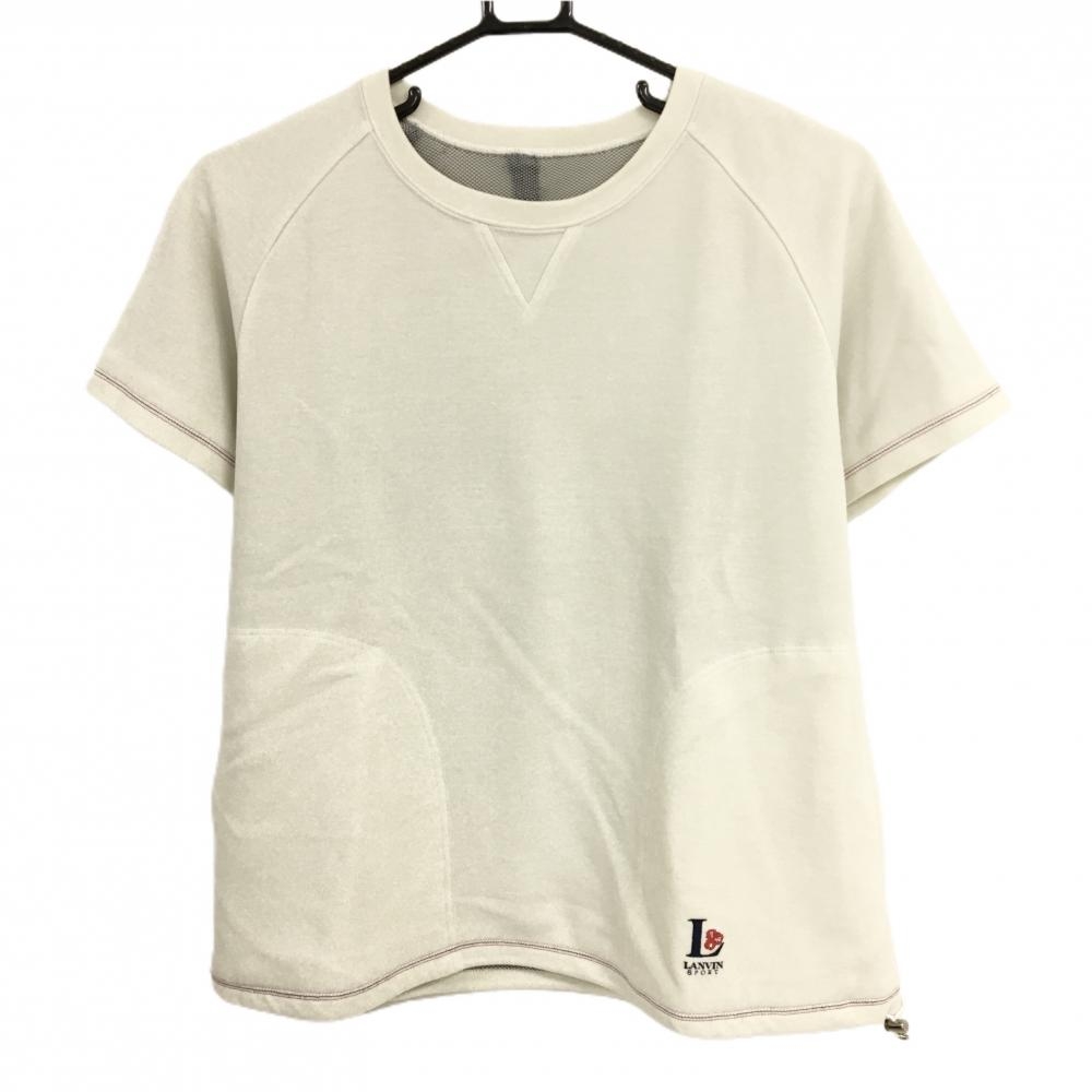 【美品】ランバンスポール 半袖トレーナー アイボリー系 裏地メッシュ  レディース 40(L) ゴルフウェア LANVIN SPORT