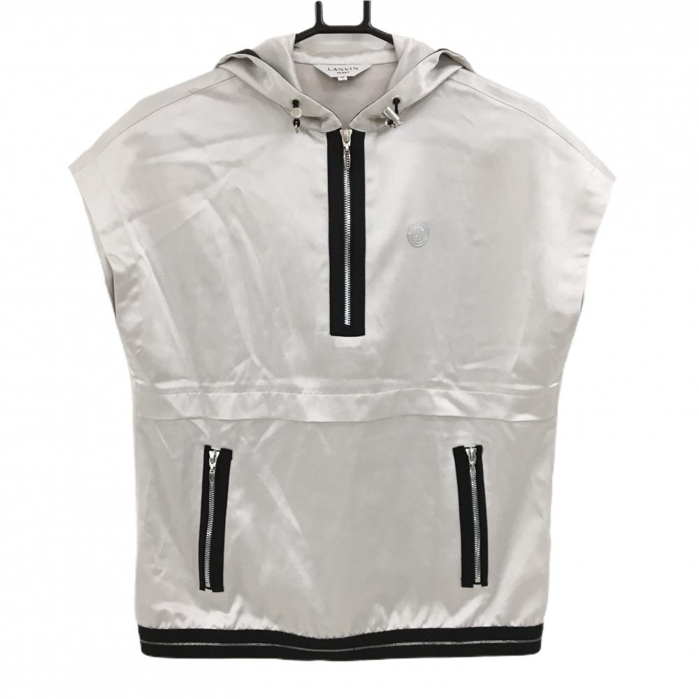 【超美品】ランバンスポール フード付きアウターベスト グレージュ レディース 38(M) ゴルフウェア 2023年モデル LANVIN SPORT