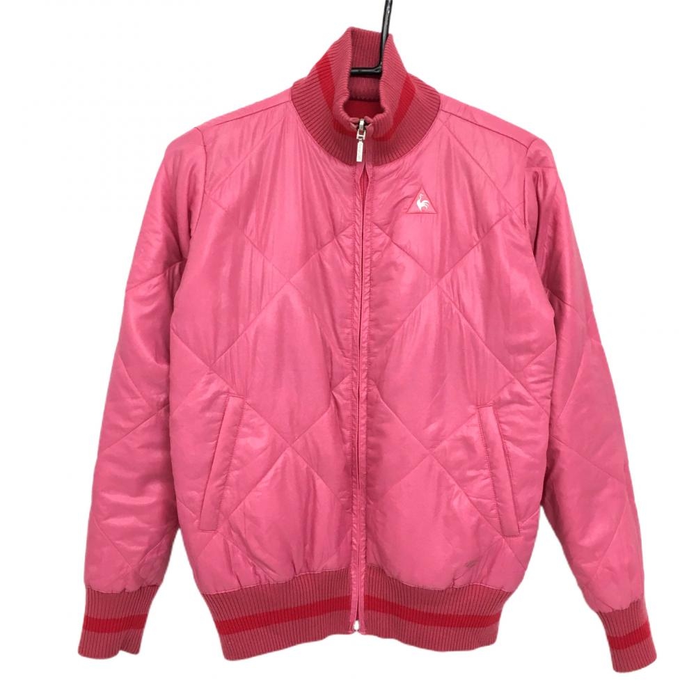 ルコック 中綿リバーシブルジャケット ピンク キルティング×ニット 裏ボーダー レディース M ゴルフウェア le coq sportif