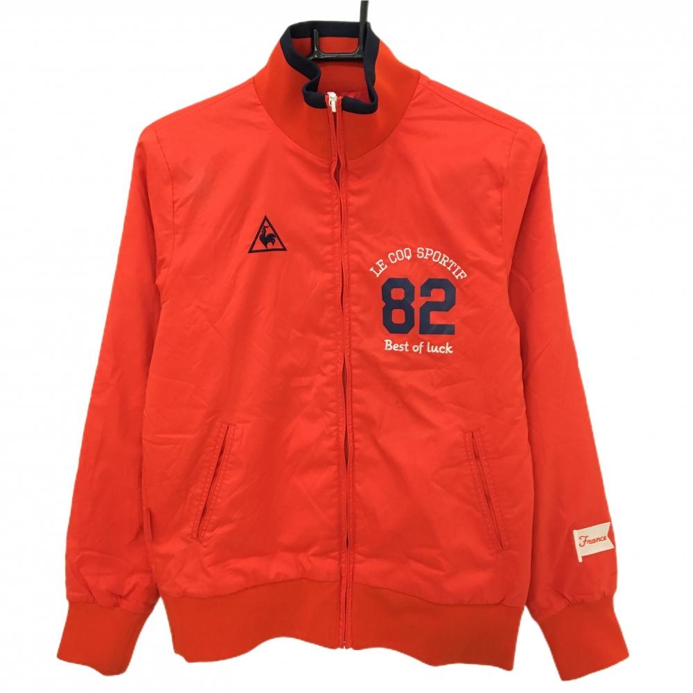 ルコックゴルフ 中綿ジャケット レッドオレンジ 背面ビッグロゴ レディース M ゴルフウェア le coq sportif