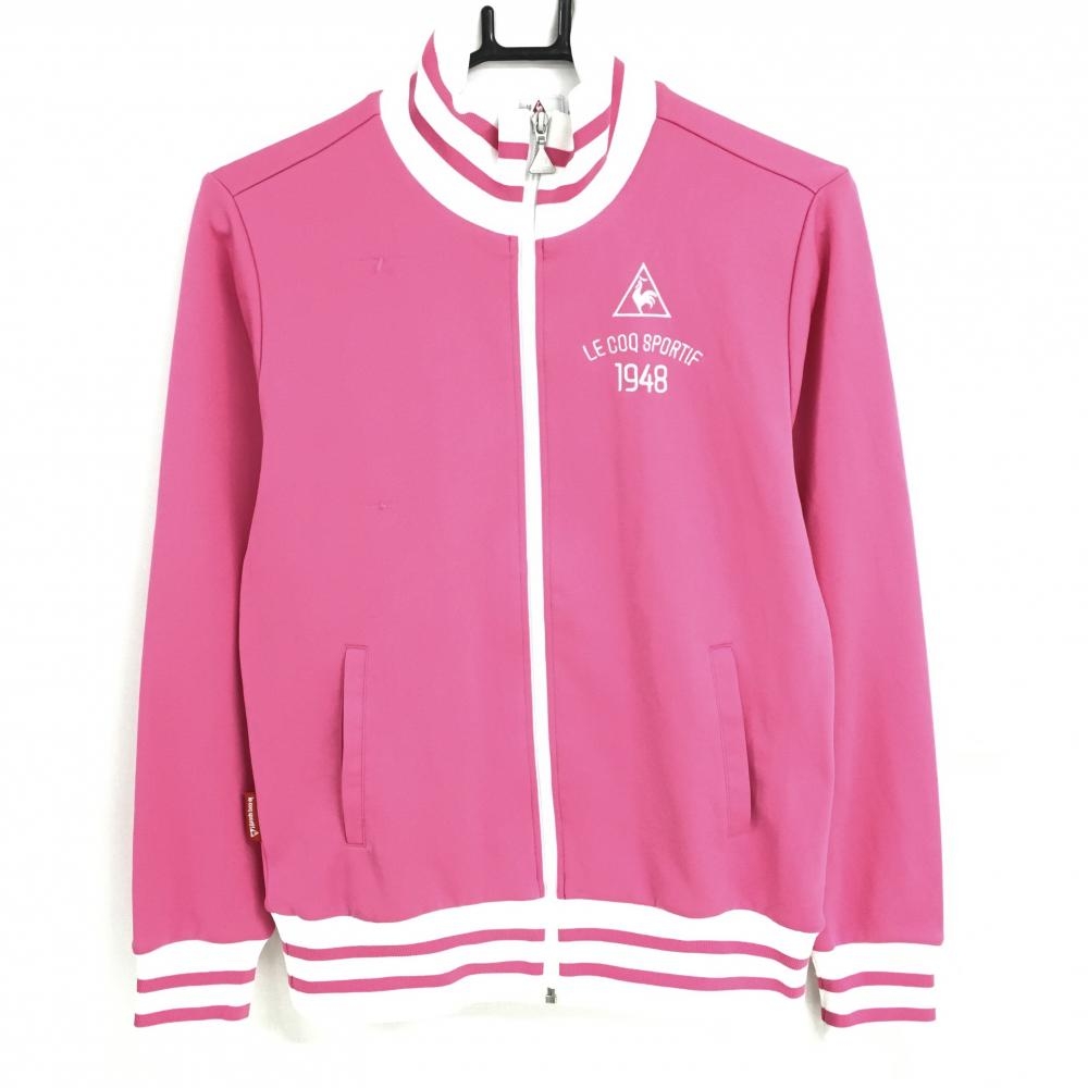 ルコック ジャージブルゾン ピンク×白 リブボーダー  レディース M ゴルフウェア le coq sportif
