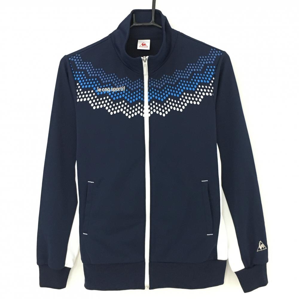 ルコック ジャケットブルゾン ネイビー×白 上部ドットライン レディース L ゴルフウェア le coq sportif