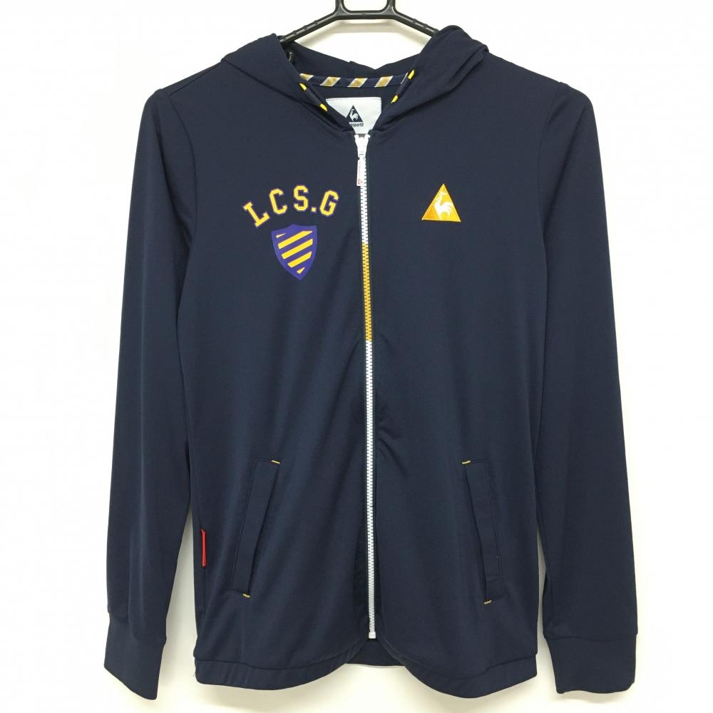 【超美品】ルコック ジップパーカー ネイビー×オレンジ ロゴ刺しゅう レディース M ゴルフウェア le coq sportif