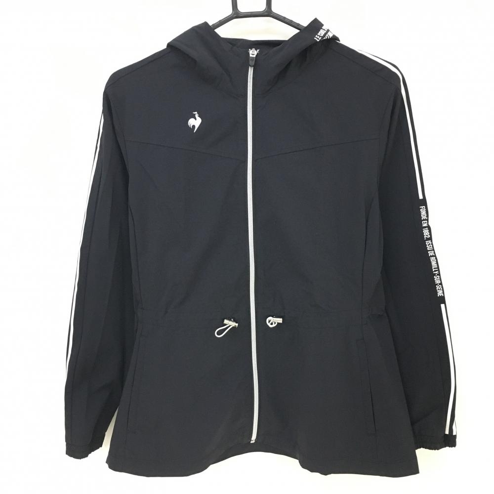 【超美品】ルコック ジップパーカー 黒×白 袖2ライン ブルゾン レディース M ゴルフウェア 2023年モデル le coq sportif