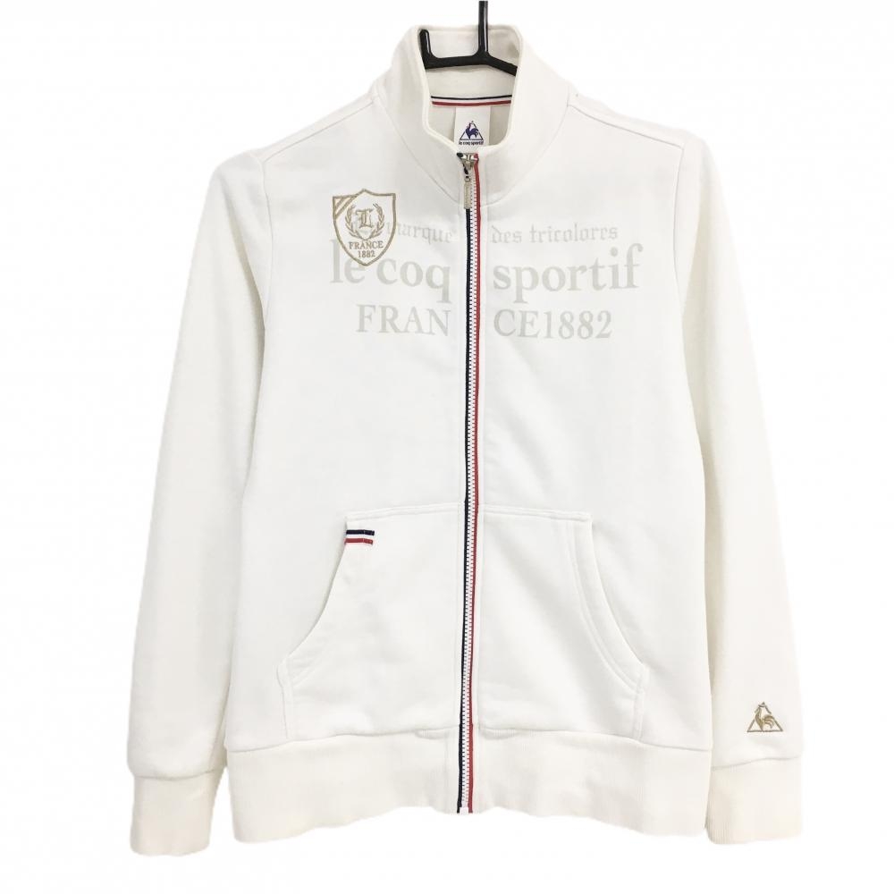 ルコック ジップブルゾン 白 フロントロゴ レディース M ゴルフウェア le coq sportif