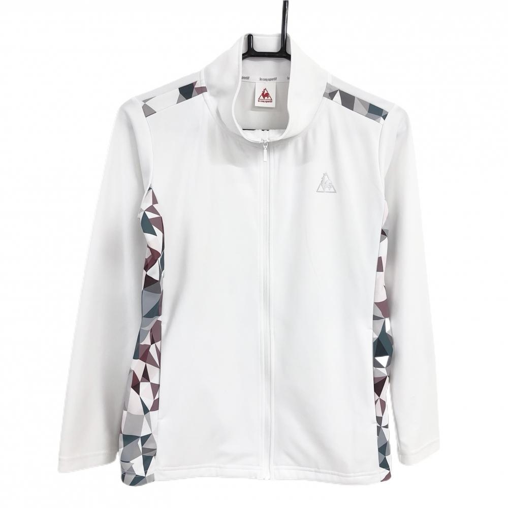 【美品】ルコック ジャケット 白×ボルドー 一部柄 レディース M ゴルフウェア le coq sportif