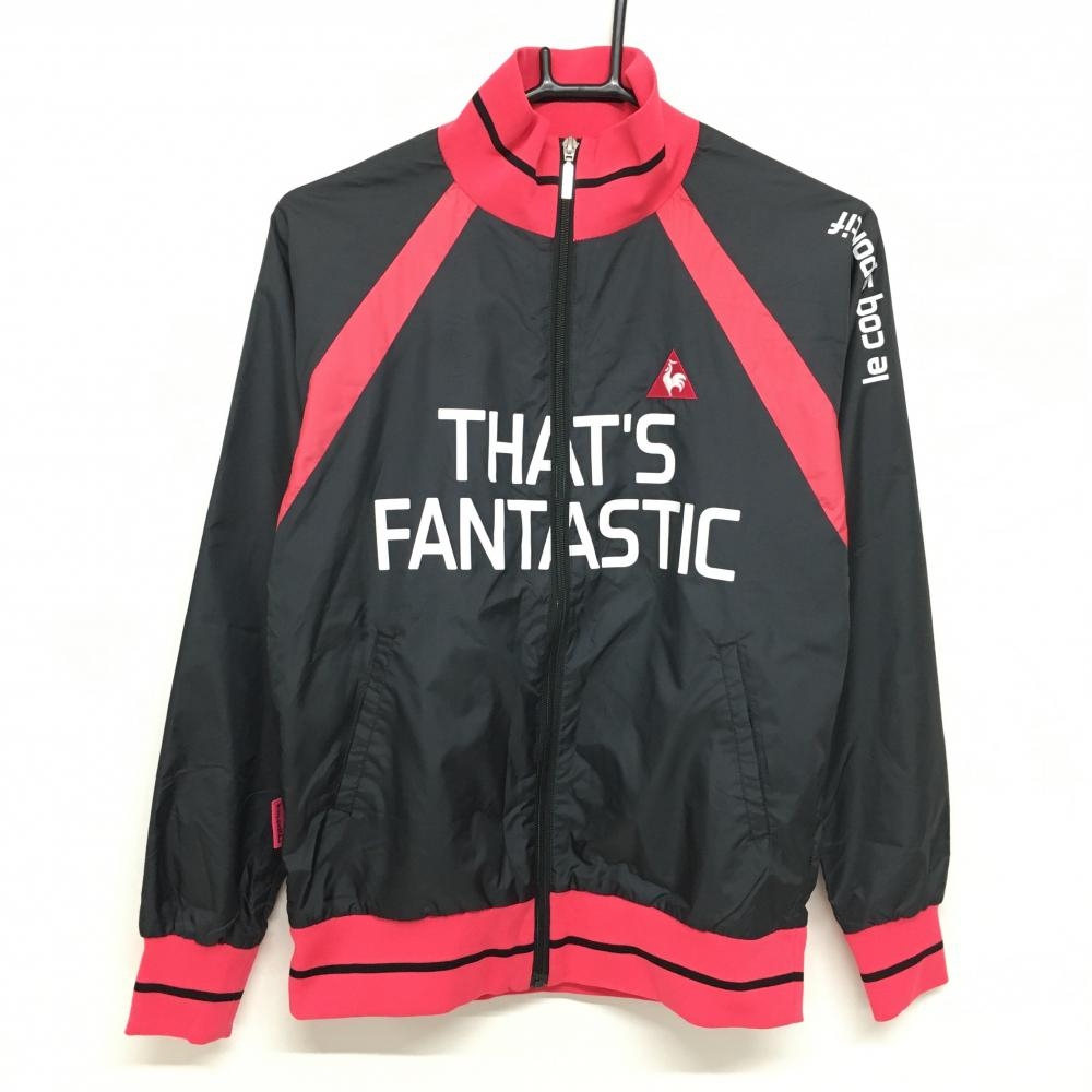 【超美品】ルコックゴルフ ブルゾン 黒×ピンク バイカラー メッシュ裏地 レディース M ゴルフウェア le coq sportif