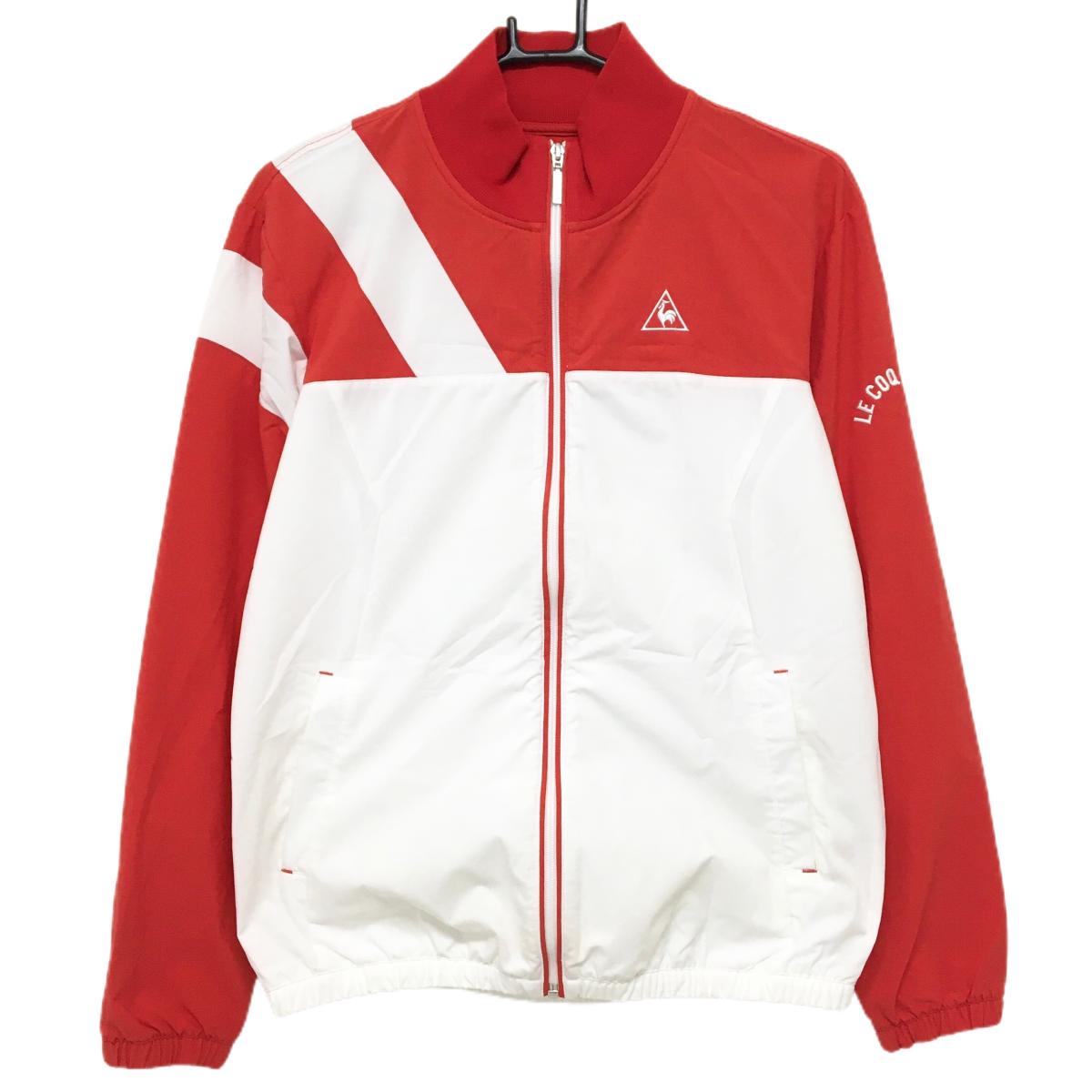 ルコックゴルフ ジャケット 白×レッド ロゴ刺しゅう レディース L ゴルフウェア le coq sportif