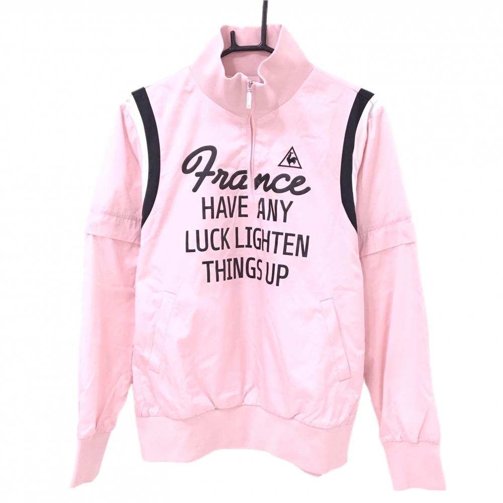 ルコックゴルフ 2WAYブルゾン ピンク 裏地メッシュ ハーフジップ 袖着脱可 レディース LL ゴルフウェア le coq sportif