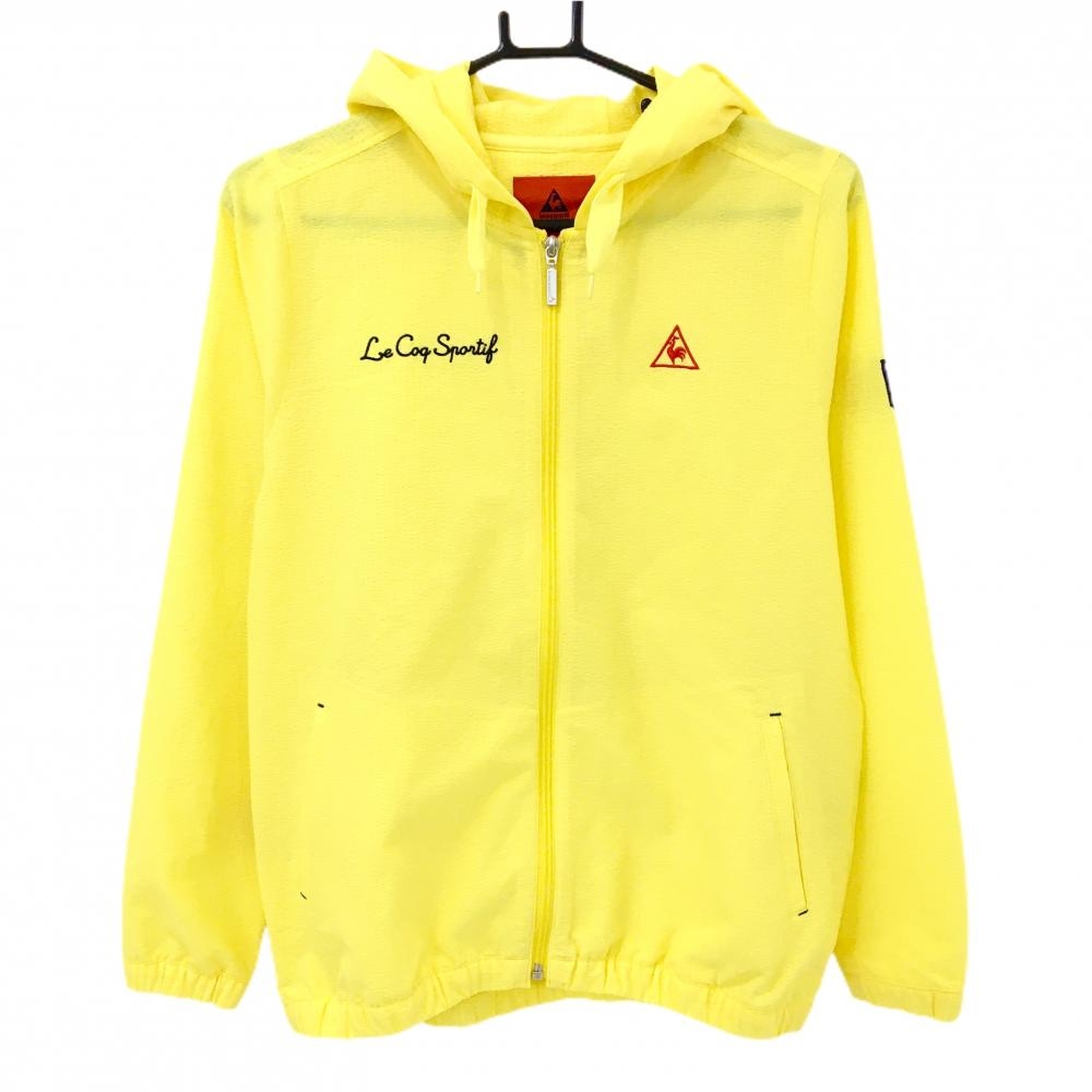 【超美品】ルコックゴルフ ジップパーカー イエロー サッカー生地 ブルゾン レディース L ゴルフウェア le coq sportif
